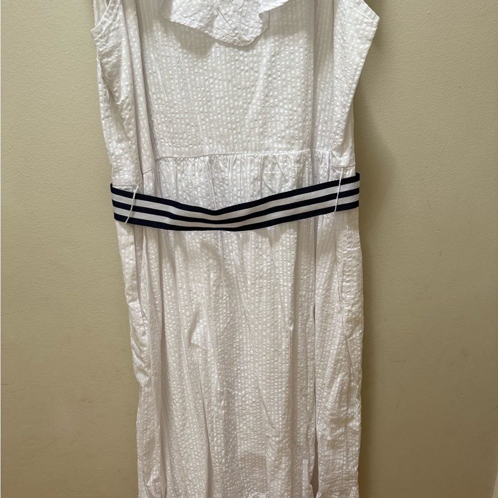 Vineyard Vines White Dress with Navy & White Striped Belt - Picture 6 of 8